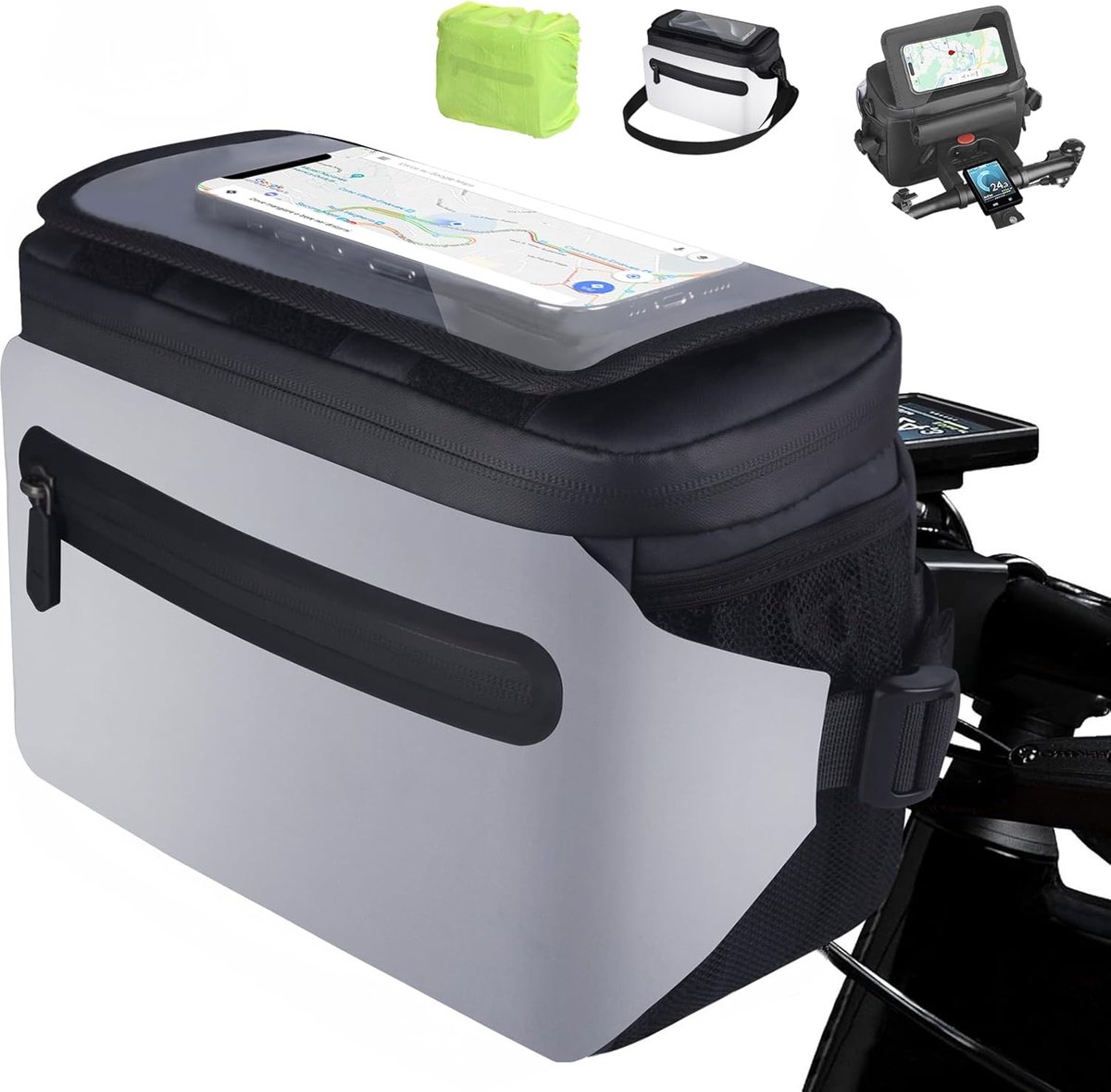 fietstas + bagagedrager + fietstas - 4,5 l - 28L x 18,5B x 13,5H centimeter - zilver
