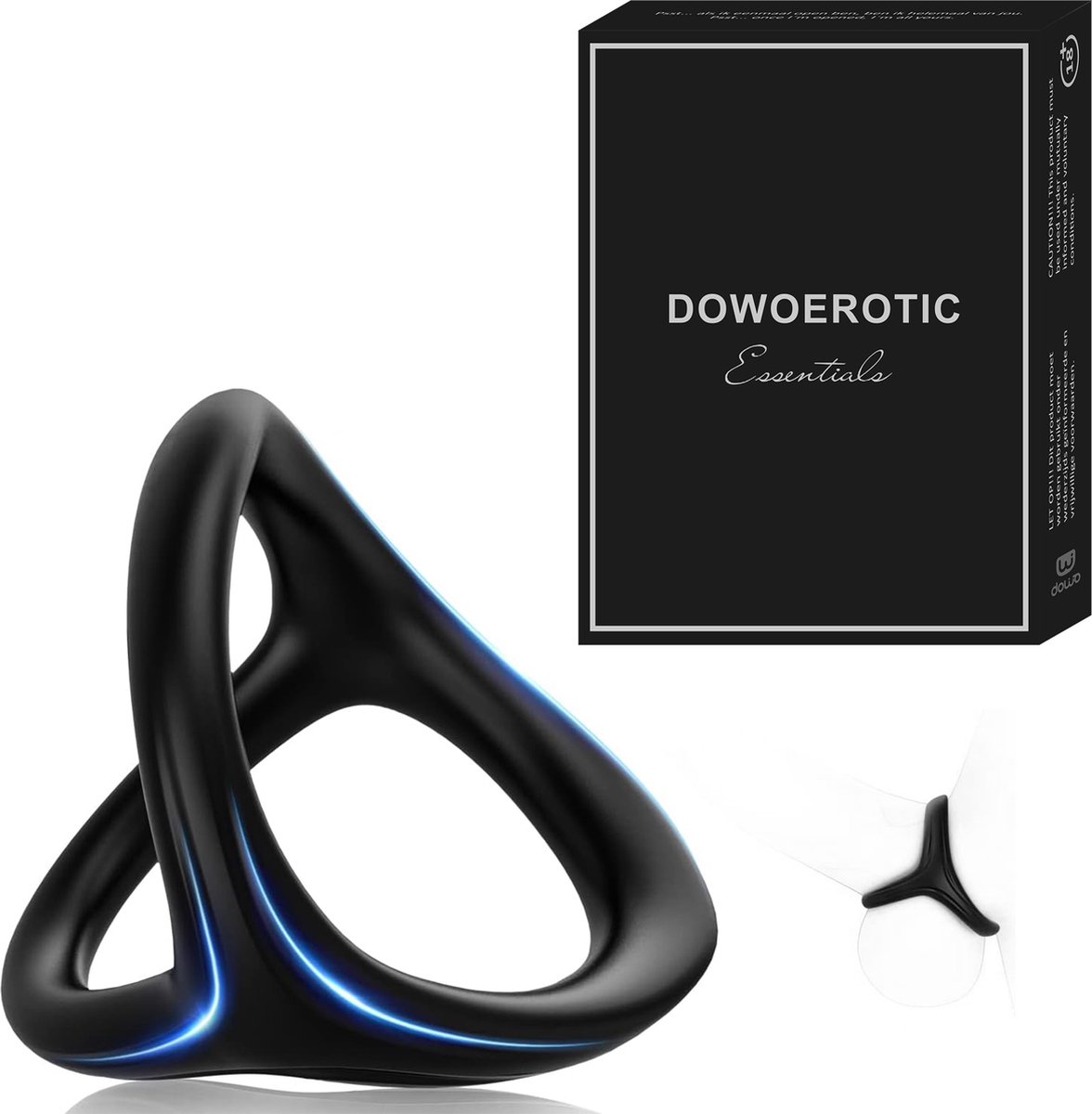 Goedkoopste DOWO® - Cockring - 3 in 1 - Penisring - Cock Ring Siliconen – Koppels - BDSM - Sex toys - Seksspeeltje voor Mannen - Zwart