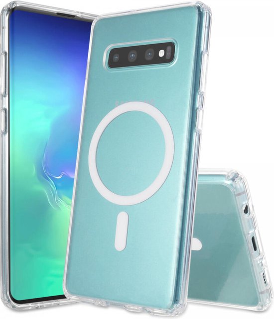Coque adaptée pour Samsung Galaxy S10 - Compatible avec MagSafe - Coque arrière rigide avec aimant - Transparente