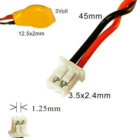 ML1220 Laptop Backup Bios Battery avec connecteur blanc