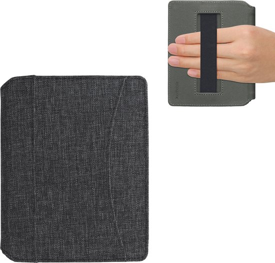 kwmobile Flip cover eReader hoesje geschikt voor Kobo Aura Edition 1 - Met handvat - In donkergrijs van kwmobile — afbeelding 5