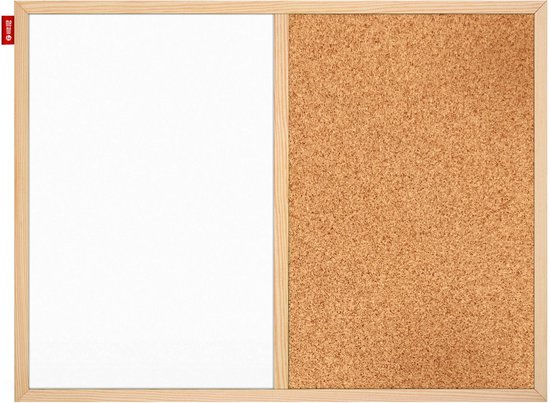 Kurk24 prikbord WHITEBOARD - houten lijst - 60 x 90 cm - combinatiebord