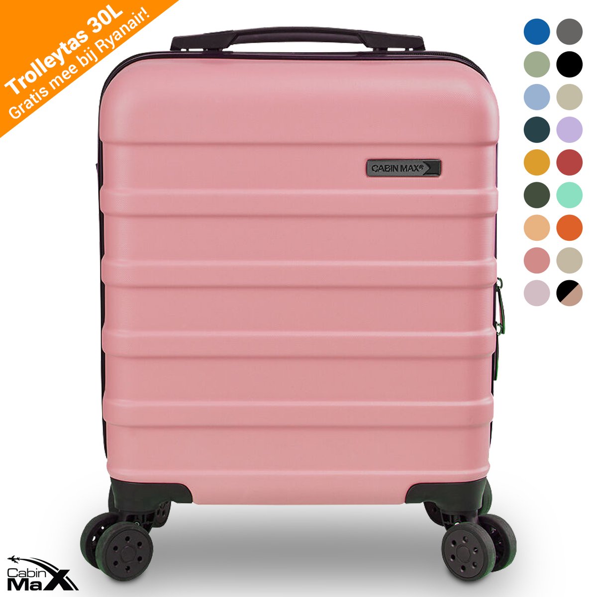 Cabin Max 55x40x20 hand luggage suitcase trolley, 4 wheels expandable 55x40x25, Suitable for Ryanair, Easyjet, Wizzair, Iberia, Lufthansa, Tui, Eurowings, Vueling