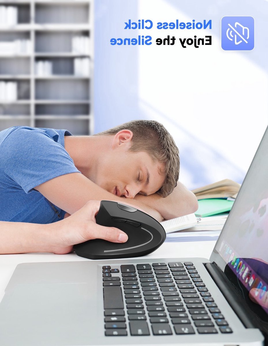 Delmark Verticale Muis - Ergonomisch ontworpen voor linkshandigen - Draadloos - DPI Instelbaar thumbnail 3