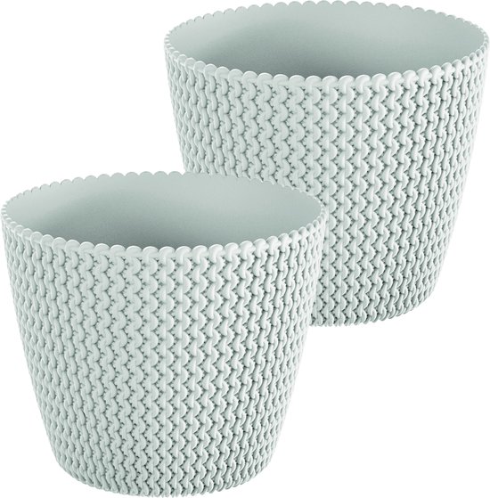 Prosperplast Splofy Rechteckiger Blumentopf – 7,4 Liter, 39,7x18x14,5 Cm, Grau, Kunststoff Mit Strick-Optik