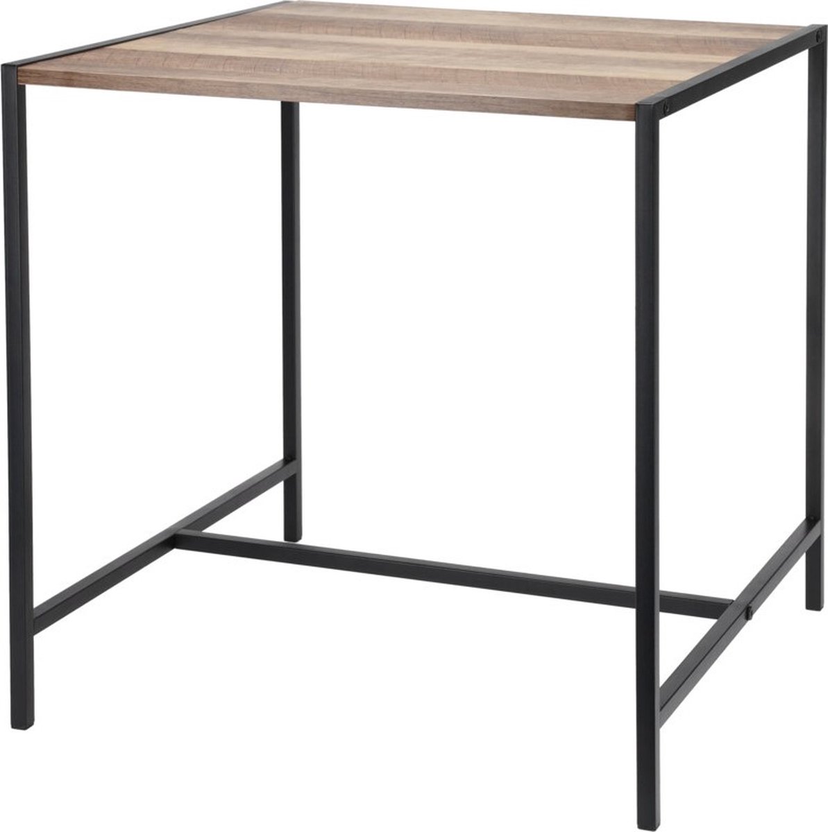 In & Out Deco Bijzettafel - Salontafel - Plantentafel - Zwart Metaal - Blad hout - Hoog 37,5 en 32,5 x 28 cm blad