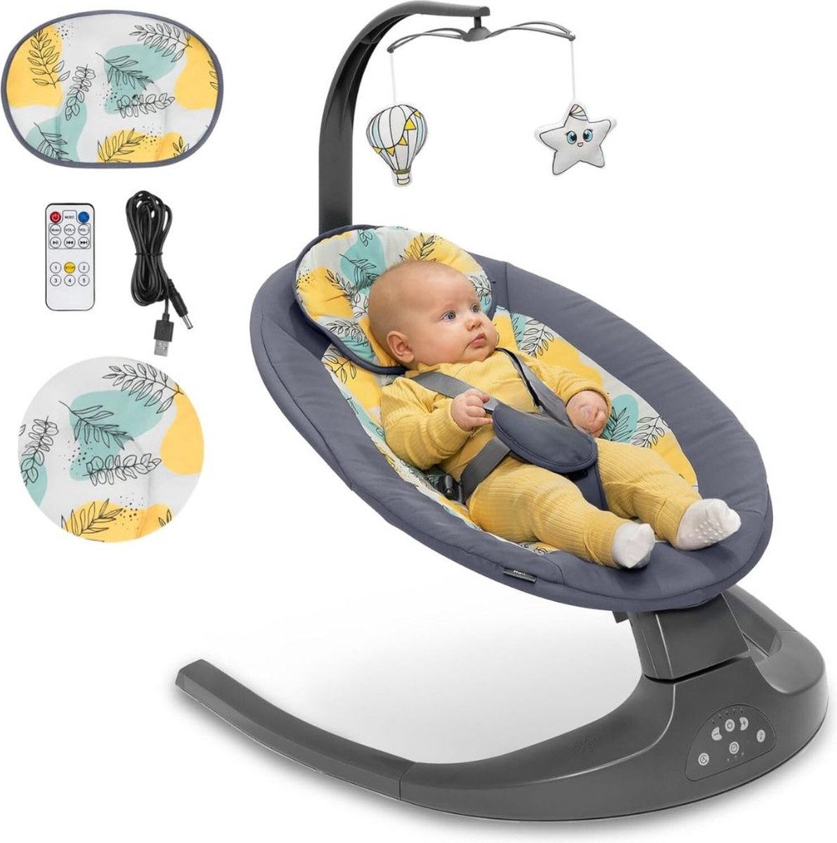 Goedkoopste DD® Elektrische Wipstoel - Elektische Babyschommel - Schommelstoel - 12 Geprogrammeerde Melodieën - 70x50x82cm - Veelkleurig