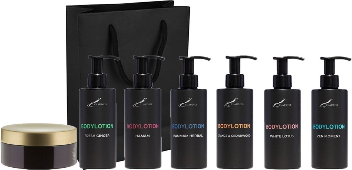 Goedkoopste Handzeep Set - Fresh Ginger Hamam Hammam Herbal Sweet Orange & Cedarwood White Lotus en Scrubzout 300 gram - bodycare - met luxe gift tas - set van 6 stuks - Kerst Cadeau - giftset voor hem en haar
