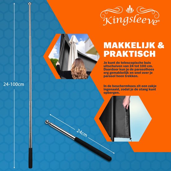 Kingsleeve Parasolhoes tot Ø350cm - Weerbestendig Robuust - Grijs