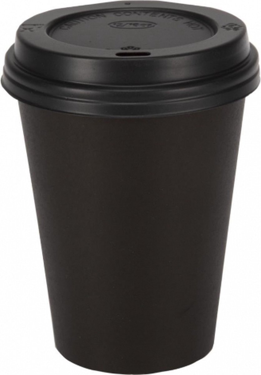50 x Koffiebeker 8oz 240ml zwart + zwarte deksels wegwerp papieren bekers karton kraft – drank bekers – drinkbekers- koffie beker – wegwerpbeker – Koffiekopjes – Koffiemokken - Warme en Koude Dranken