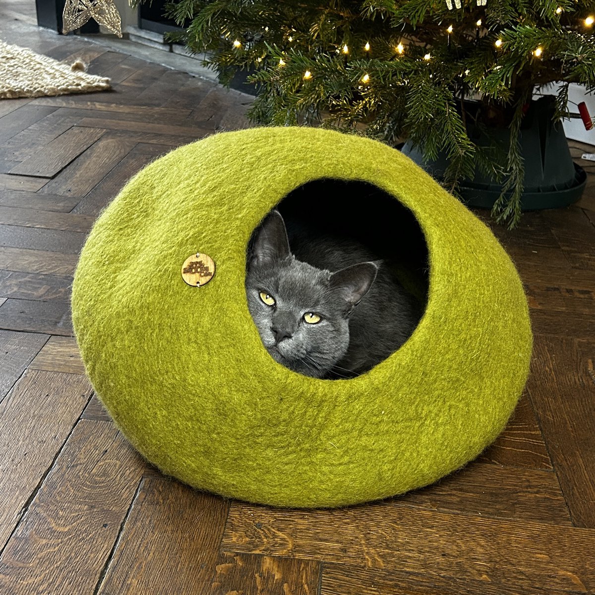 Kattenmand Cat cave Mossig Groen - Kattenhuis - Kattengrot - SnoozyCave