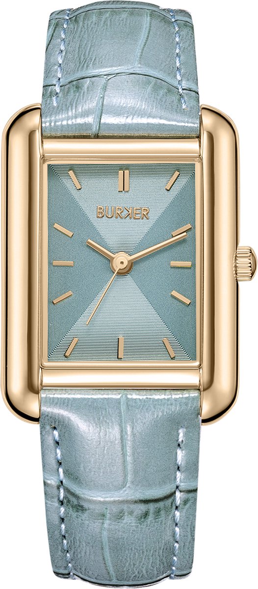 BURKER Olivia Horloge Dames - Vierkant - Goud Grey - Leren Band - 29mm