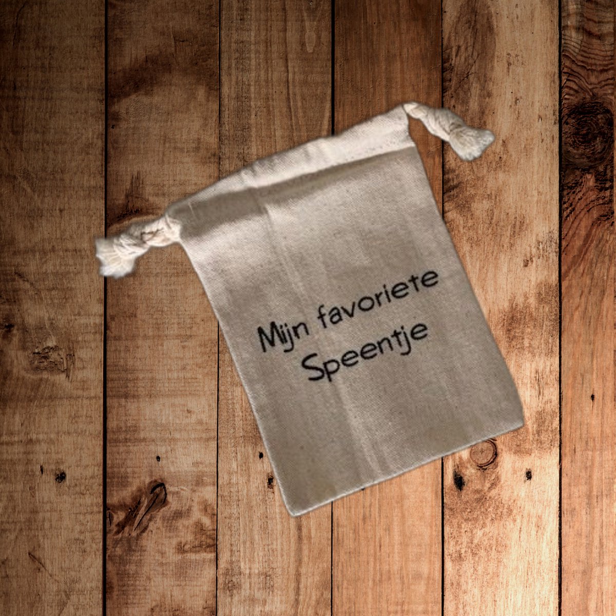 Bewaarzakje voor speentje met tekst 'Mijn favoriete Speentje' | Gepersonaliseerd