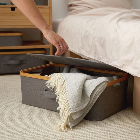 Opbergdoos Voor Onder Het Bed - Opvouwbaar - Geschikt Voor Dekens En Speelgoed 1 Stuk Beige Polyester En Karton