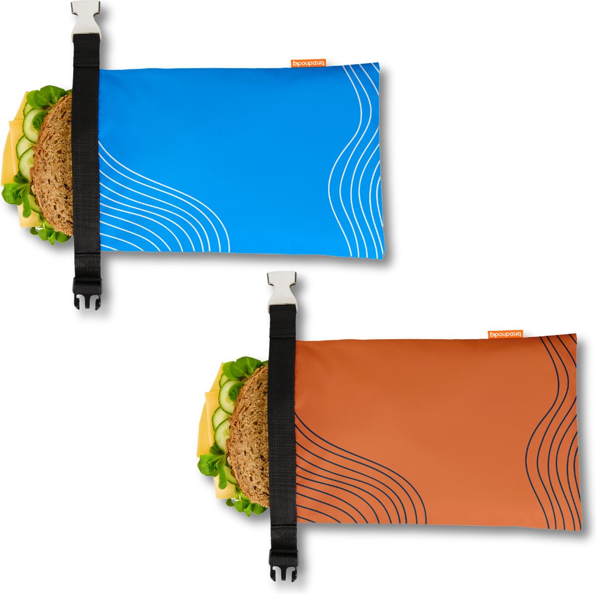 Broodnodig® - Herbruikbare Boterhamzakken (2pack) - van 100% Gerecyclede Flessen - Ideaal als Diepvrieszakjes - Lunchzak - Herbruikbaar Boterhamzakje - Foodwrap - Lunchbox - 30x20cm - Sandy Waves & Ocean Waves