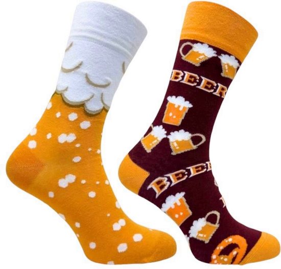 La Pèra Biersokken Heren & Dames – Maat 43-46 – Vrolijke Beer Socks – Katoen – Leuk Biercadeau – Origineel Cadeau voor Bierliefhebbers - Black Friday Deal