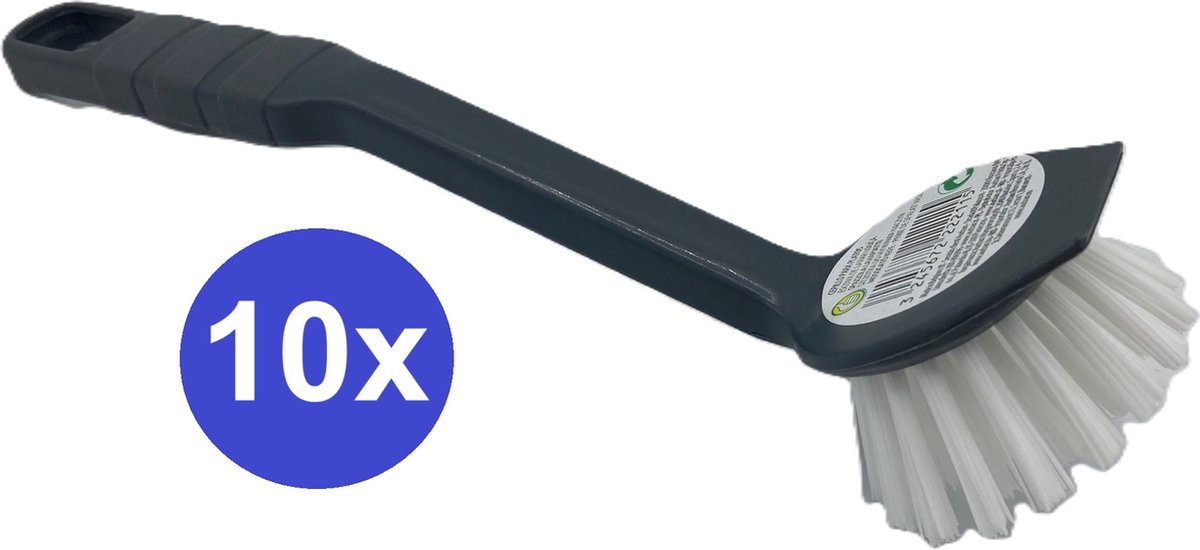 Goedkoopste 10x Afwasborstel Grijs met ophangoog - 21 cm