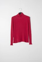 Dames warme col trui Maxine effen donker fuchsia lange mouwen Maat M/L koltrui