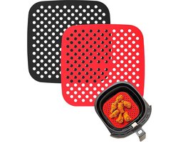 Set van 2 Herbruikbare Siliconen Airfryer Matten - Vierkant - Antiaanbak Luchtfriteuse Accessoires - Herbruikbaar Ovenpapier