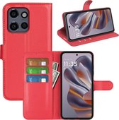MobyDefend Hoesje - Geschikt voor Motorola Edge 50 Neo / Edge 60 Neo - Kunstleren Wallet Book Case (Sluiting Voorkant) - Rood