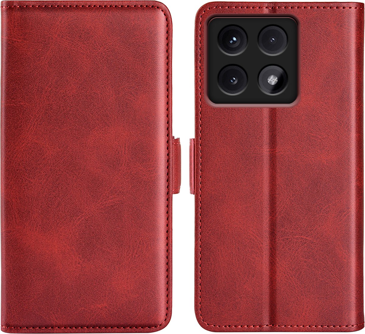 MobyDefend Hoesje - Geschikt voor Xiaomi 14T - Luxe Wallet Book Case (Sluiting Zijkant) - Rood