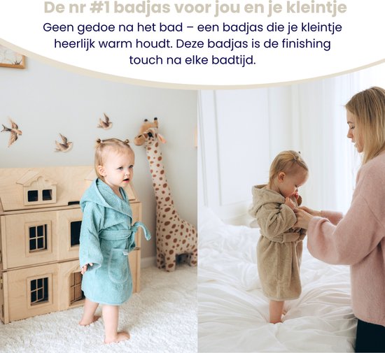 Funnies Badjas Lake Green 1-2 Jaar Baby Badjas, Badjas Kinderen, Peuterbadjas - 100% Katoenen Badstof - Zacht en Absorberend - Perfect na Zwemmen, Douchen of Badderen - Ideaal als Cadeau voor Baby’s en Kinderen — afbeelding 3