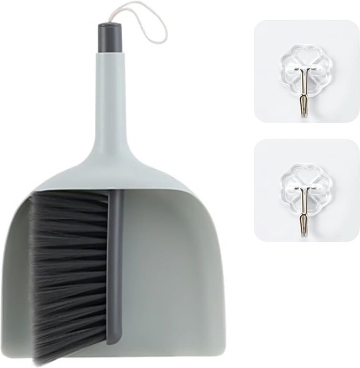 Goedkoopste 1 mini-bezem- en veegschep set, 2 transparante haken, handveger en schep, veegschep en handveger, schep en bezemset, veegset, bezemset en veegschep