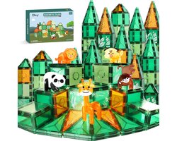 foto van Magnetic Tiles - Magnetisch Speelgoed - Magnetische Tegels - Educatief & Constructie - Montessori Speelgoed - 50 Stuks - Magnetische Bouwstenen - Magnetische Bouwblokken - Bouw je Magna Wereld - Kinderen - Olvy