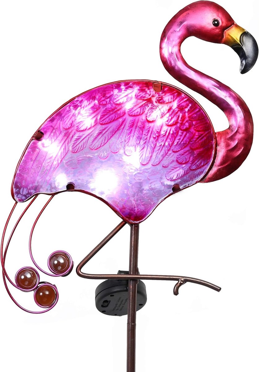 Flamingo Garden Figuur Outdoor Solar Light 108cm Led Solar Garden Light Metaal en Glas Waterdicht Voetpad Licht met Ground Spike