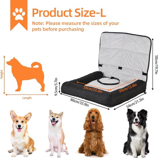 Equivera Dog Basket Car - Siège d’auto Chien - Panier de voiture Chien - Siège de chien Voiture - Panier de chien Coffre de voiture - Coussin de chien Voiture - Panier de Chiens Voiture