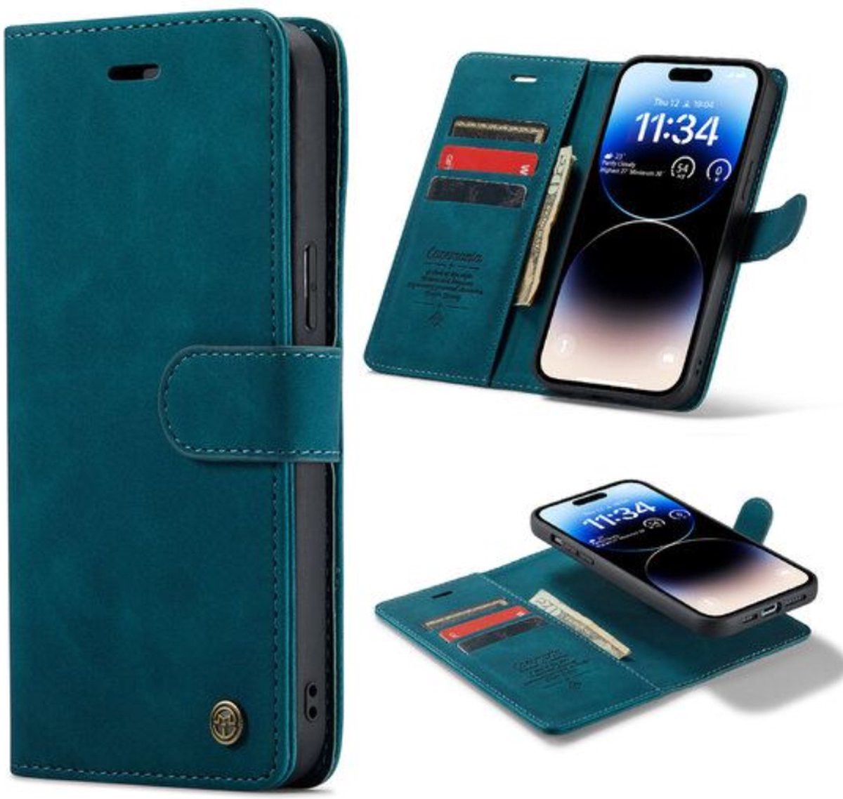 Casemania – Bookcase 2 in 1 – Geschikt voor – Samsung S24 FE – Groen