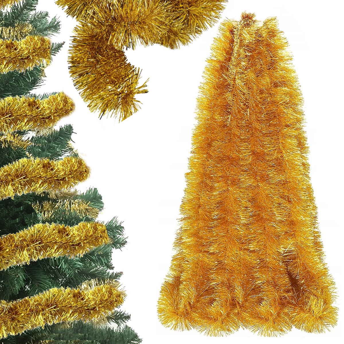 Kerstslinger - Lametta guirlande - Goud - 6 meter Lengte