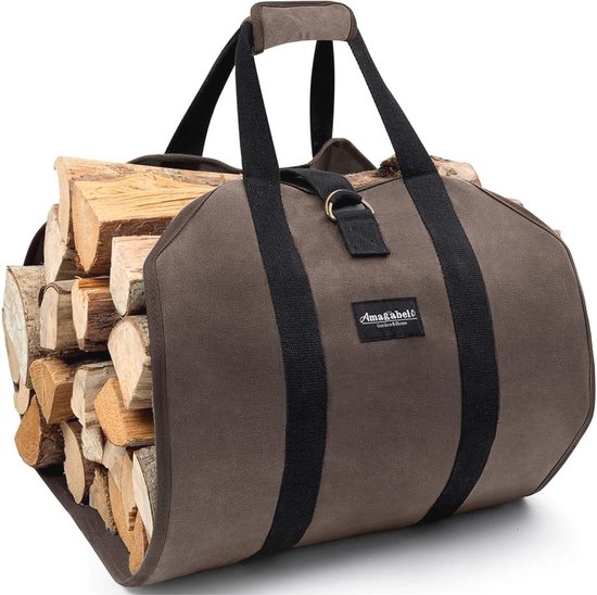 COSTWAY Brandhoutrek van metaal, brandhoutrek, brandhoutrek, houten plankje met stabiele sokkel en handgrepen, brandhoutstandaard voor binnen en buiten (40 x 34 x 36 cm