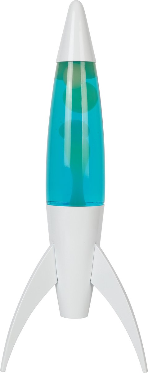 I-Total lavalamp - lava lamp - sfeerlamp - 45 x 20 cm - glas/aluminium - 25w - blauwe vloeistof met groene lava - witte voet - xl2933