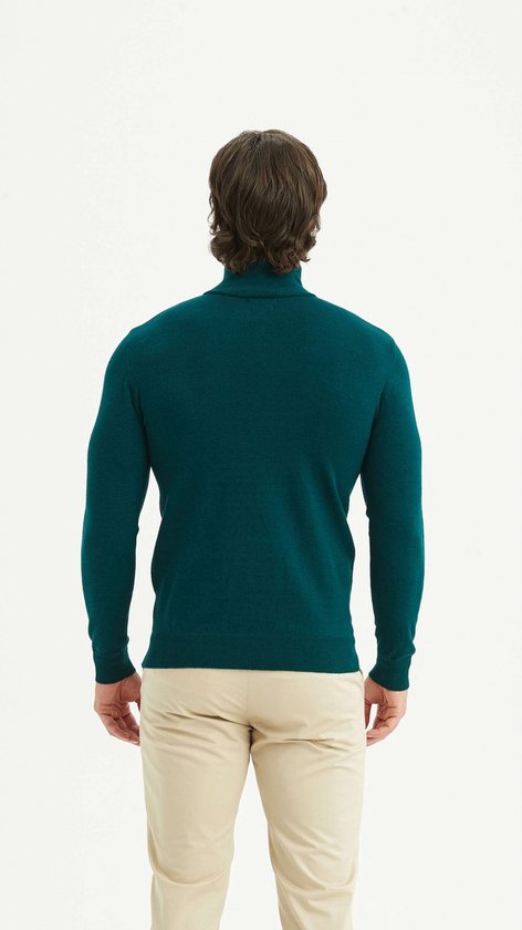 Pull homme Touche cachemire - Pull Skipper avec fermeture éclair - Pull col roulé Homme - Chemise manches longues - Pull Homme - Taille M - Vert