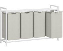 MIRA Home - Wasmand - Kast met wasmanden - Hout/Metaal - Wit - 33x166x72
