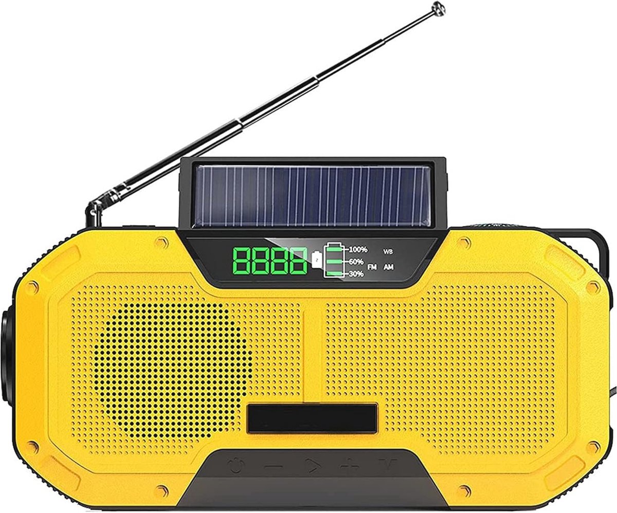 Draagbare Zonne-noodradio met Zaklamp en USB Oplader - 3 Manieren Aangedreven, Waterdicht, Voor Thuis en Buiten