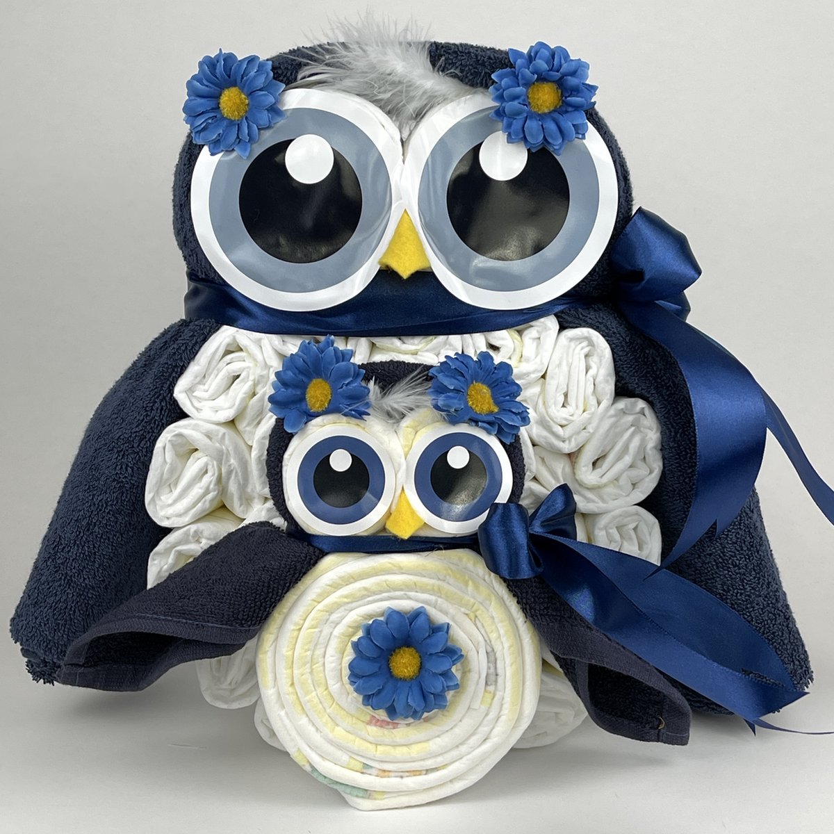 Goedkoopste Chouette-Chouette | Luiertaart Uil Luieruil Jongen | Kraamcadeau | Geboorte Jongen | Babyshower | Navy donker Blauw
