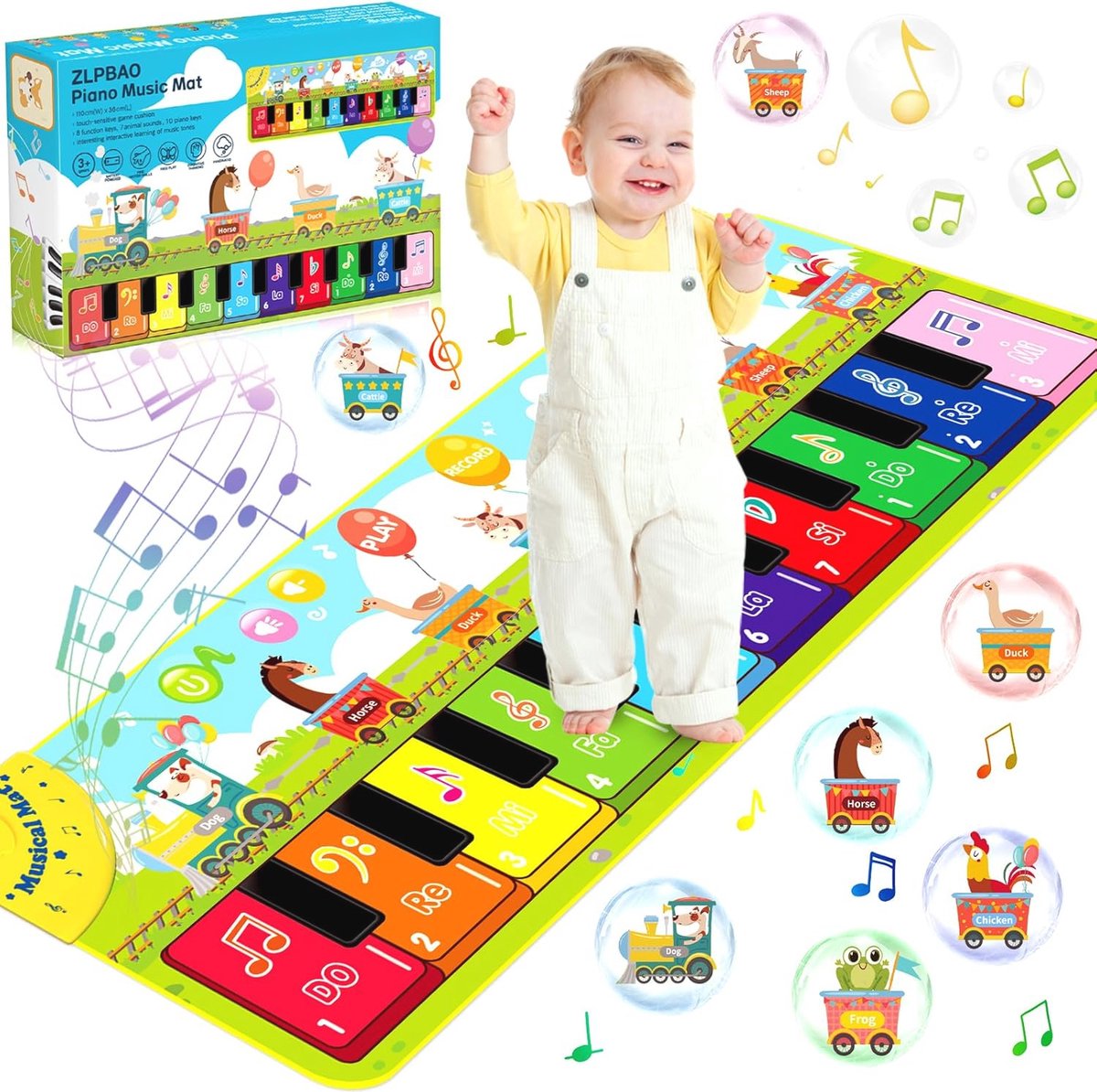 Kinderpianomat, dansmat, muziekmat met 8 dierenstemmen, interactief
