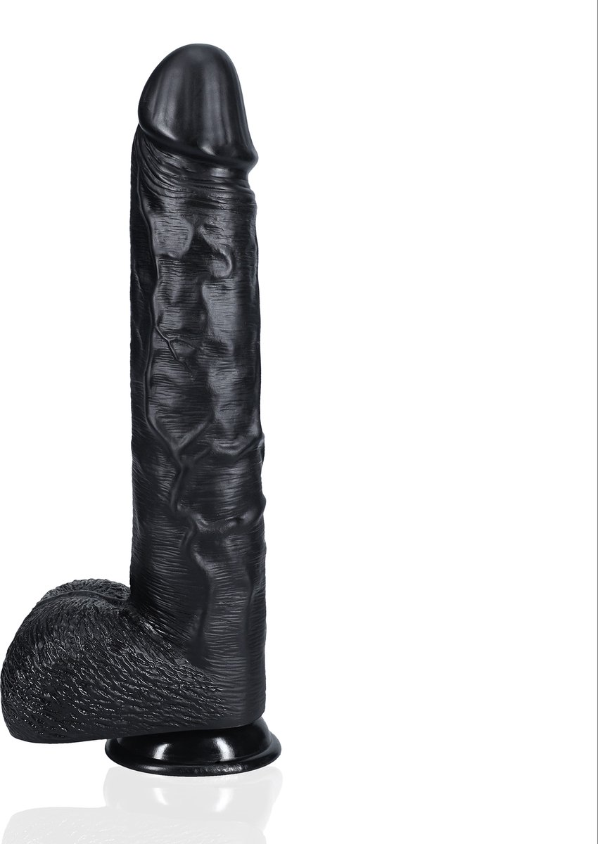 Goedkoopste Extra Grote Realistische Dildo met Ballen 35 x 6.3 CM - Grote Zwarte Dildo - Extreem Grote Zwarte Dildo