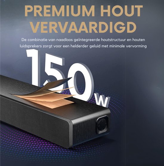 Soundbar Met Ingebouwde Subwoofer – Soundbars Voor TV 150 Watt – Met Afstandsbediening - Home Cinema System - Soundbar Surround Sound — afbeelding 4