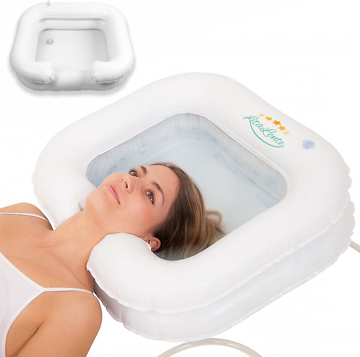 Haarwasbak opblaasbaar - Opblaasbare hoofdwastafel - Opblaasbaar - Haarwasbak voor Thuis - Opblaasbare wasbak - Haarwasbekken - Plastic - Opblaasbaar - Wit - Wasbak Om Thuis De Haren Te Wassen - Badkamer Accessoire Setje
