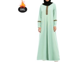 Nivard Islamitische Kleding - Djellaba Dames - Moslim Kleding - Arabisch Dames Kaftan - Alhamdulillah - Mint - XXL