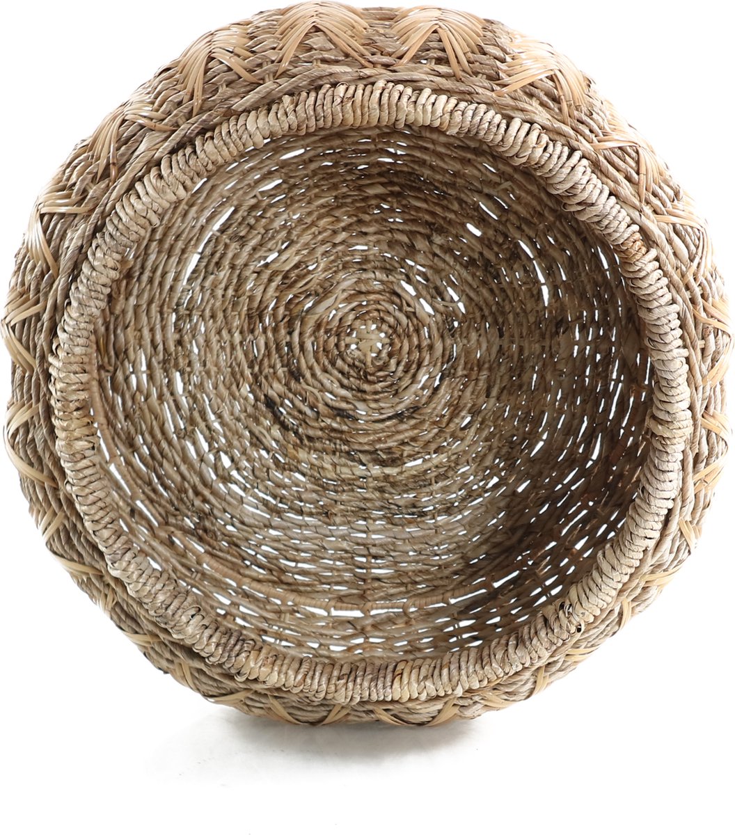 Canal Living - Cirque mand - 62 x 62 x 30 cm - Handgeweven rotan mand - Stijlvolle opberger - Tweekleurig Patroon