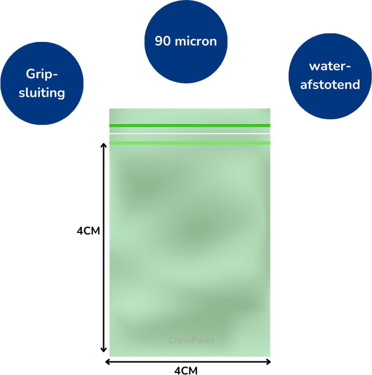 100x Gripzakjes 40x40 mm 90 micron groen tint - Ziplock zakjes - Uitdeelzakjes