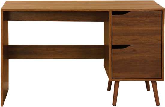 sweeek - Bureau Vintage avec 2 tiroirs en bois coloris noyer