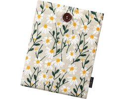 Embroidered Daisy Padded Sleeve Pouch for 7 Inch Kindle Paperwhite - Beige