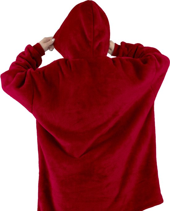V&L comfortlifestyle - Fleece deken met mouwen - fleece plaid - 280 gsm - Rood - Snuggle Hoodie