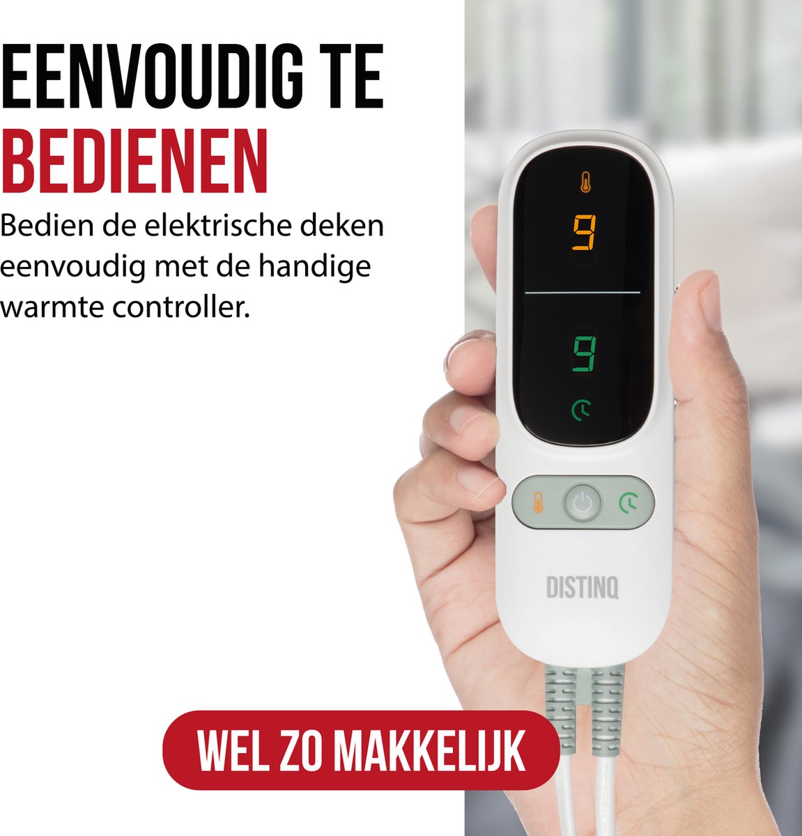 DistinQ Elektrische Bovendeken XXL 180x160 cm - 2 persoons omslagdeken - 160watt - Automatische Uitschakeling - Oververhittingsbescherming - 9 Standen - Warmtedeken - Grijs Sherpa - Energiezuinig – foto 4