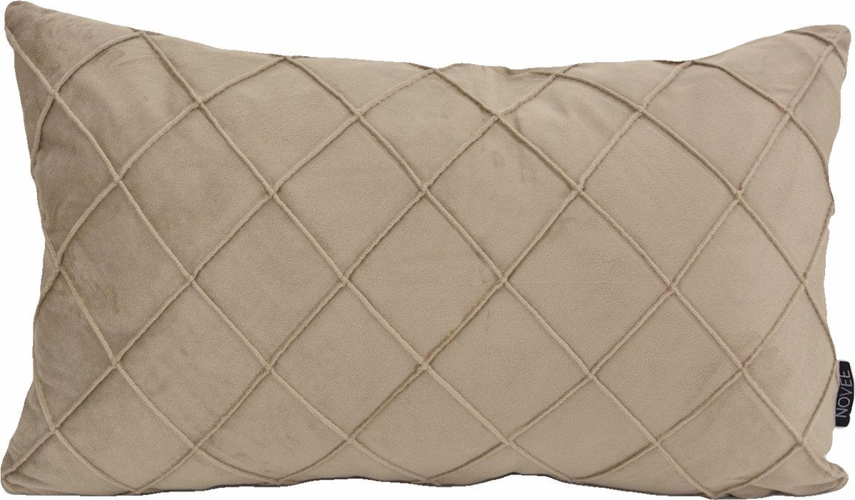Velvet Cross Taupe Kussenhoes | Fluweel/Polyester | 30 x 50 cm